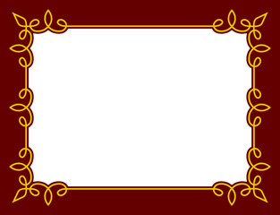 Vector border frame. Red yellow background or album page. Simple rectangular horizontal billboard, web banner, card, plaque, signboard, sticker or label 