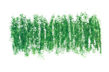 green oil pencil strokes isolated on white background