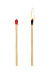 Wooren Match with Red Head and Burning Match. 3d Rendering