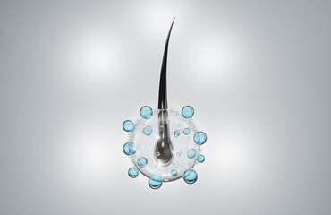 Nourish hair of shampoo or serum. Repair damaged hair. 3d rendering.