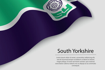 Wave flag of South Yorkshire is a county of England. Banner or ribbon