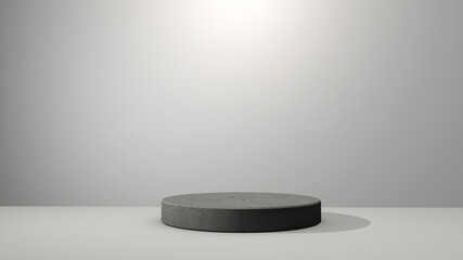 Fototapeta premium Abstract minimalistic scene with geometric forms. podium on gray background with shadows. product presentation, mock up, show product display, Podium, stage pedestal or platform