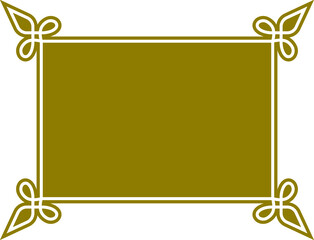Vector border frame. Golden brown background or album page. Simple rectangular horizontal billboard, web banner, card, plaque, signboard, sticker or label 