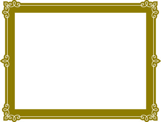 Vector border frame. Golden yellow background or album page. Simple rectangular horizontal billboard, web banner, card, plaque, signboard, sticker or label 