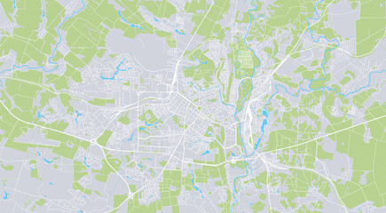 Urban vector city map of Poltava, Ukraine, Europe