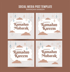 Ramadan Kareem Square Web Banner Space Area and Background