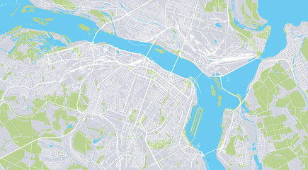 Urban vector city map of Dnipro, Ukraine, Europe