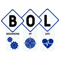 BOL - Beginning of Life acronym. business concept background. vector illustration concept with keywords and icons. lettering illustration with icons for web banner, flyer, landing pag