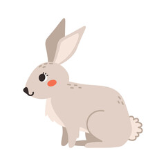Obraz na płótnie Canvas Cute beige rabbit isolated on a white background. Cartoon vector illustration.