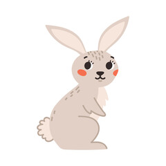 Fototapeta na wymiar Cute beige rabbit isolated on a white background. Cartoon vector illustration.