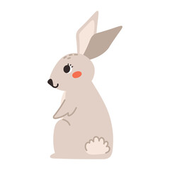 Fototapeta na wymiar Cute beige rabbit isolated on a white background. Cartoon vector illustration.