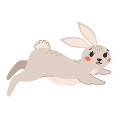 Cute beige rabbit isolated on a white background. Cartoon vector illustration.
