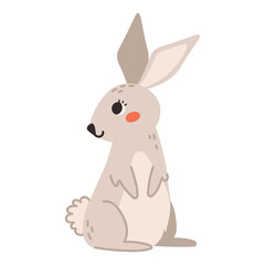 Cute beige rabbit isolated on a white background. Cartoon vector illustration.