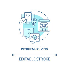 Problem solving turquoise concept icon. Find solution on internet. Digital skills abstract idea thin line illustration. Isolated outline drawing. Editable stroke. Arial, Myriad Pro-Bold fonts used