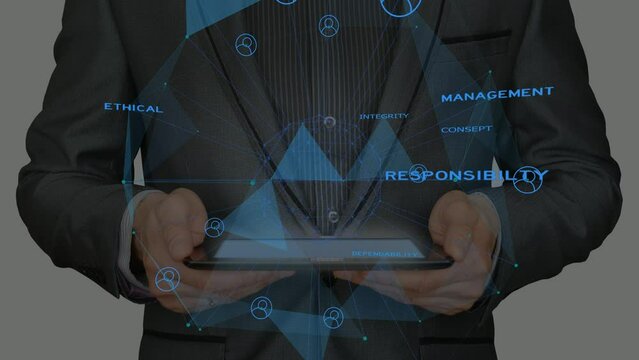 Digital loop, staff general manager working on laptop