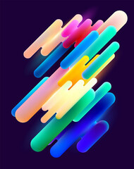 Colorful 3D lines on dark background. Dynamic geometric shapes.