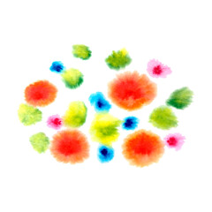 Spots of watercolor colored on a white background. Vector illustration