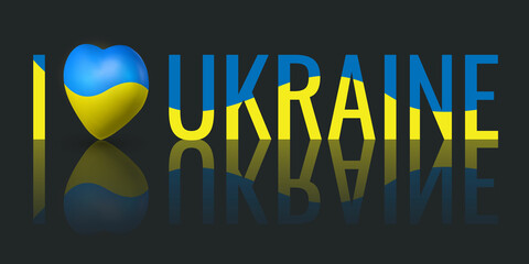 I love Ukraine sign. No war in Ukraine. Ukrainian flag. Save Ukraine. Pray for Ukraine peace. Vector illustration