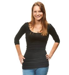 Fototapeta premium Young, confident and looking great. Studio shot of an attractive young woman isolated on white.