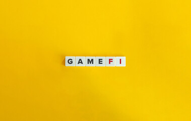 GameFi Buzzword on Letter Tiles on Yellow Background. Minimal Aesthetics.