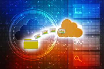 Fototapeta premium 3d rendering Cloud computing concept, Cloud internet technology concept background, Cloud computing and network data Storage concept 