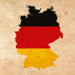 map of Germany with flag painted on old grunge paper	