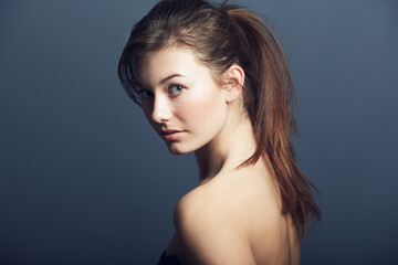 Fototapeta premium Flawless beauty. Portrait of a beautiful young woman looking at the camera.