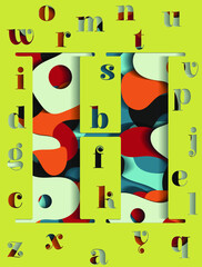 Abstract illustration with letter H in the paper cut style on the yellow background