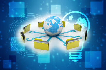 3d illustration of Data sharing concept