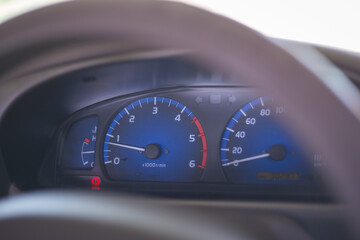 Close-up of the dashboard of a parked car