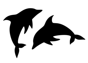Large sea dolphins. Vector image. - obrazy, fototapety, plakaty