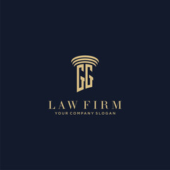 GG initial monogram lawfirm logo with pillar design