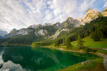 Fototapeta na wymiar Beautiful lake among the mountains in the Alps
