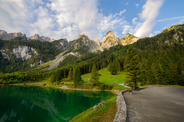 Beautiful lake among the mountains in the Alps
