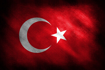 The turkish flag on a blackboard background