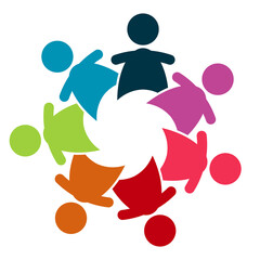 Vector graphic group connection logo people in the circle logo team work