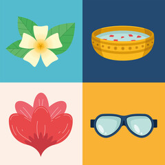four songkran festival icons