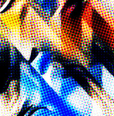 multicoloured abstract halftone dotty pattern