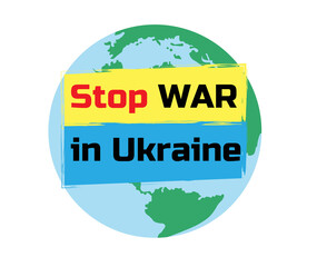 Banner with slogan Stop war in Ukraine, flat vector illustration