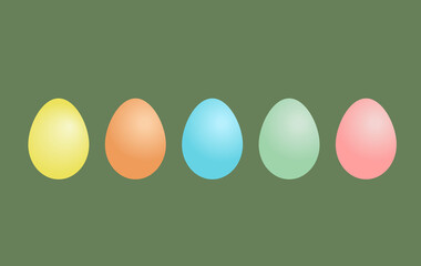 Set of colorful Easter eggs. Spring. Egg hunt. Isolated on green background. Vector illustration