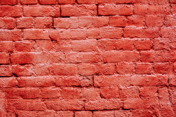 Red painted brick wall background