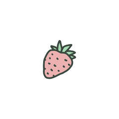 Organic strawberry ripe fresh fruit, hand drawn vector illustration isolated.