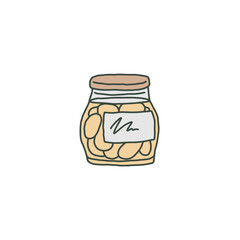 Jar with pickled or marinated vegetables or fruits vector illustration isolated.