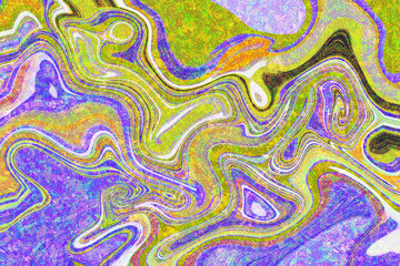 グランジのある淡いくすんだ黄緑や紫の入り組んだマーブリング