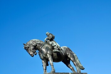 Detail of the equestrian statue of Jan Zizka of Trocnov in Vitkov hill in Prague. High quality photo