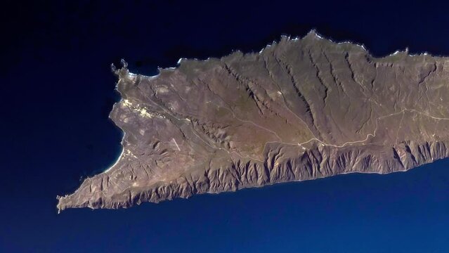 San Clemente island California and pacific ocean aerial satellite view from space landscape. Based on image furnished by Nasa