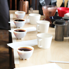 Fototapeta na wymiar Coffee cupping, coffee tasting