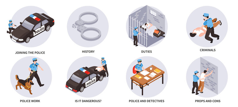 Police Work Isometric Compositions
