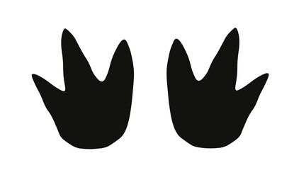 Penguin foot print in black color. Bird paw trace - obrazy, fototapety, plakaty