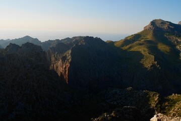 Naklejka na ściany i meble Panoramic view of Tramuntana mountains. Majorca, Spain.
